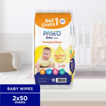 Paseo Baby Wipes Gazette 50's Chamomile (Buy 1 Get 1 Free) 1ply, 2 x 18 Bundle/Carton